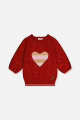 3/4 Sleeve Knitted Sweater Red