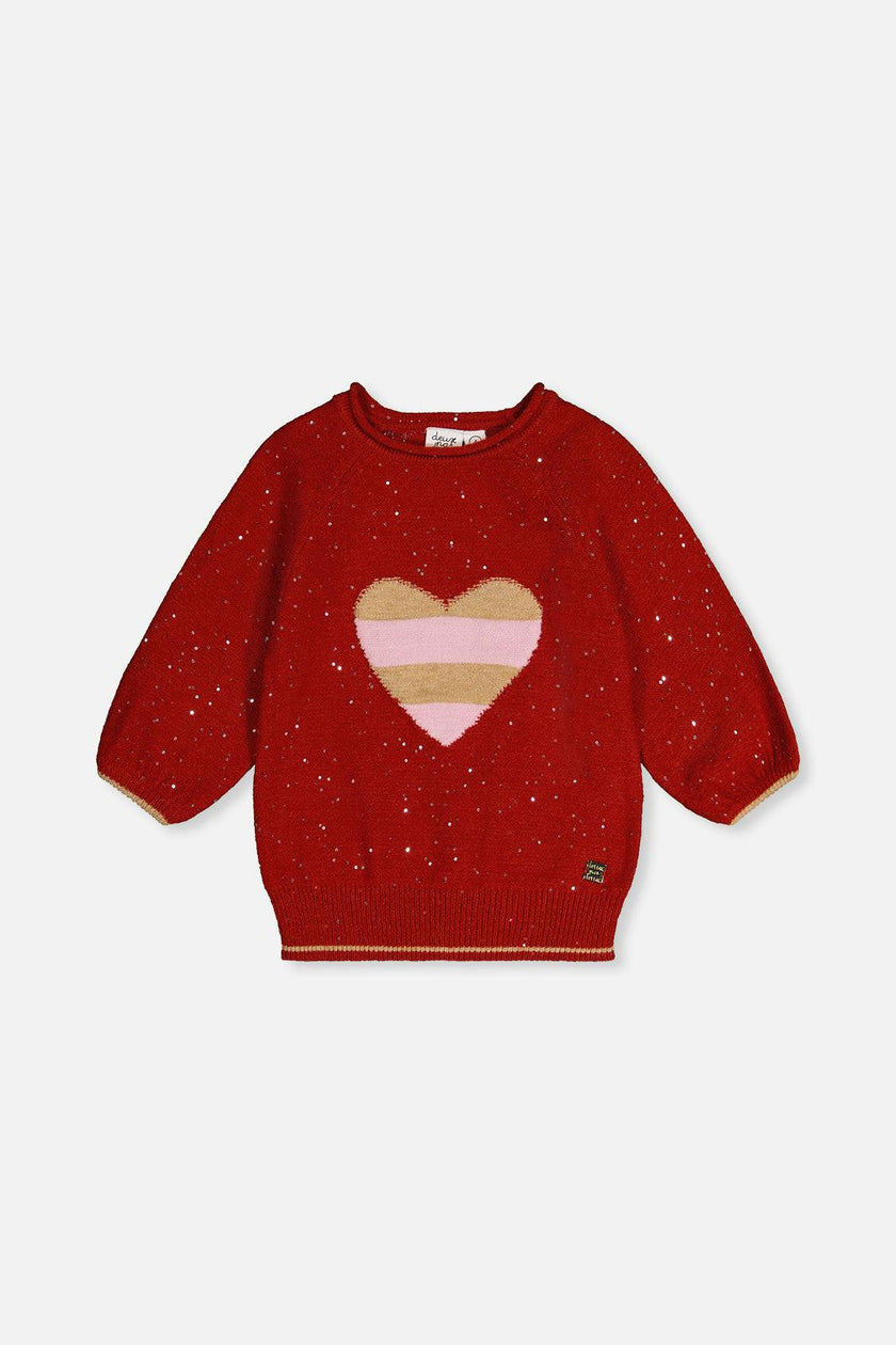 3/4 Sleeve Knitted Sweater Red