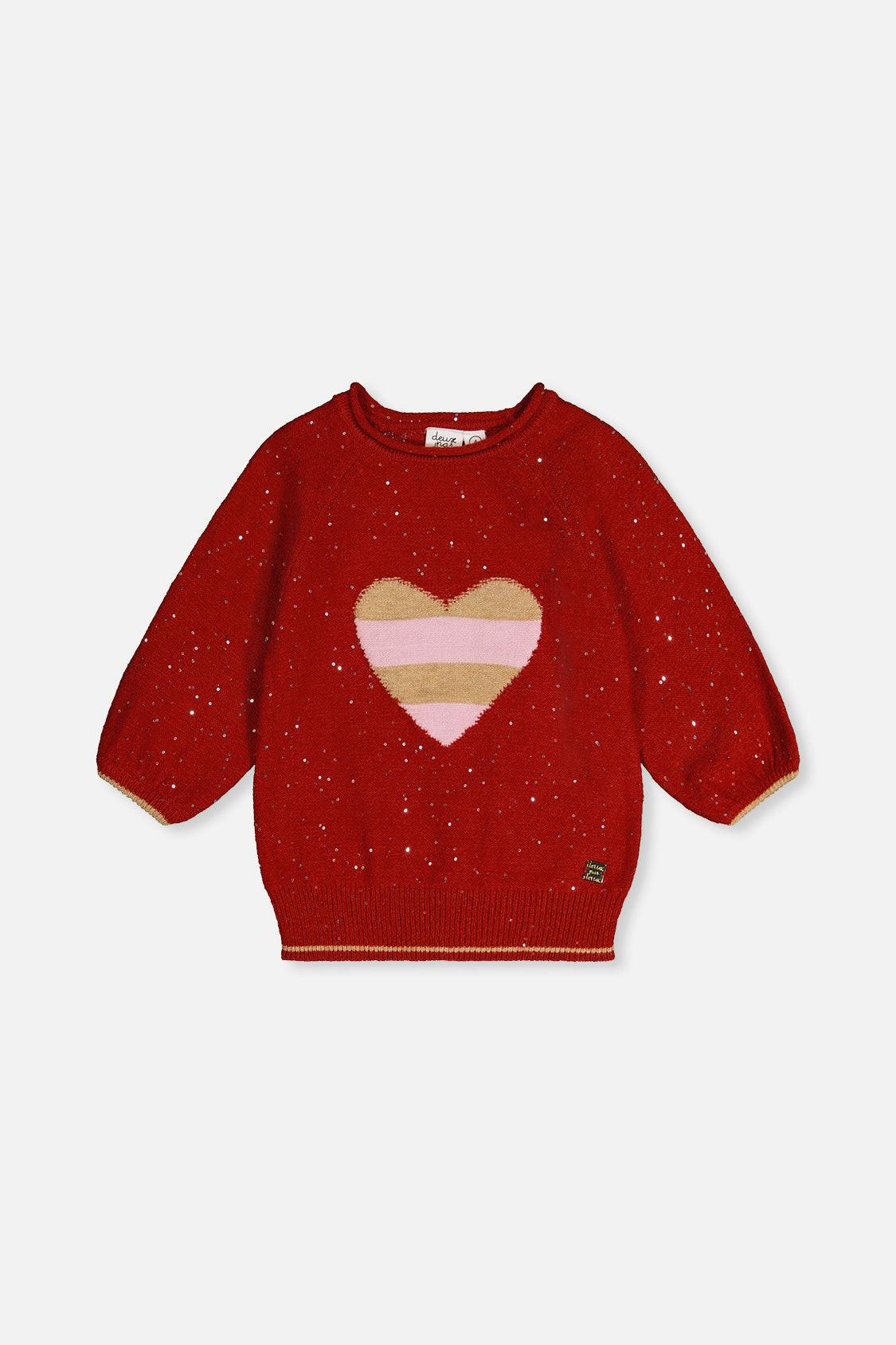 3/4 Sleeve Knitted Sweater Red