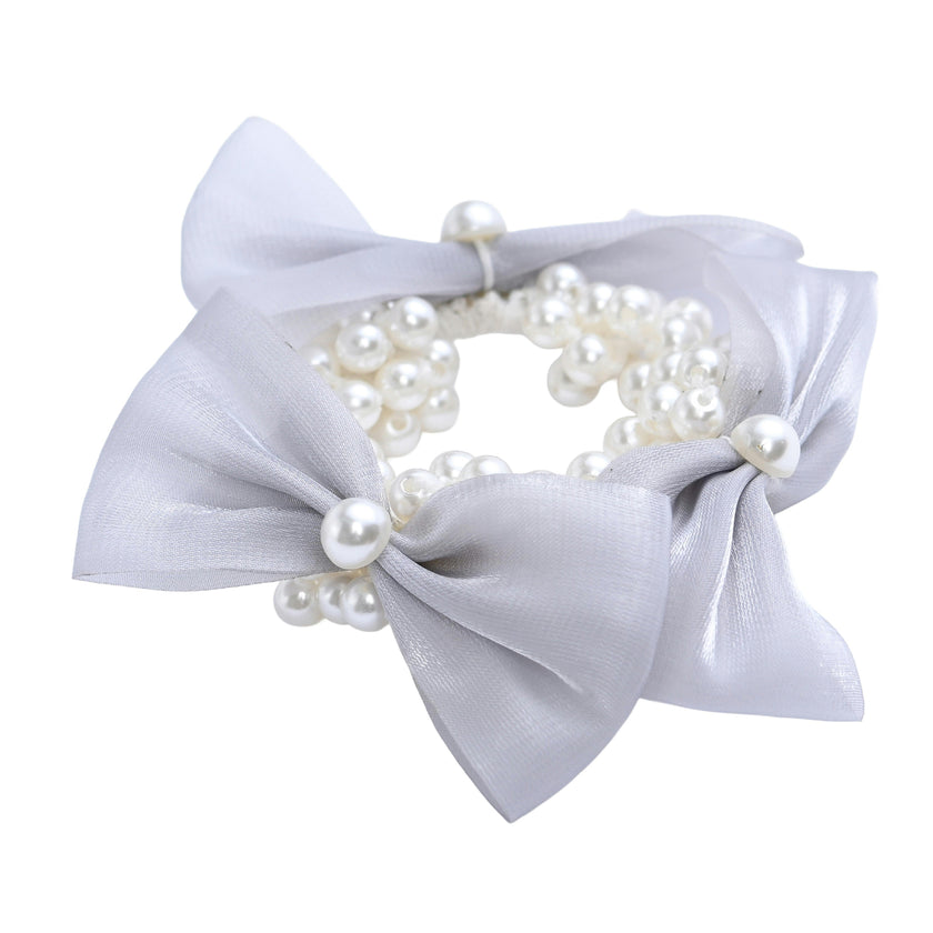 Pearl Bow Scrunchie Set