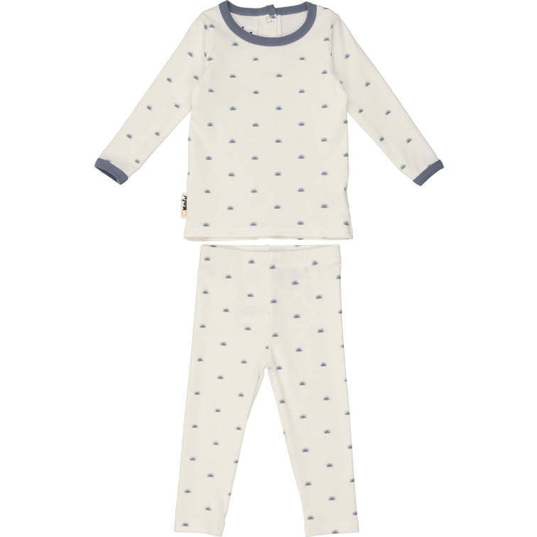 Sun Print Two-Piece Set, White/blue