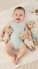 Arthur the bear with sailboat Light blue & Natural - 11"