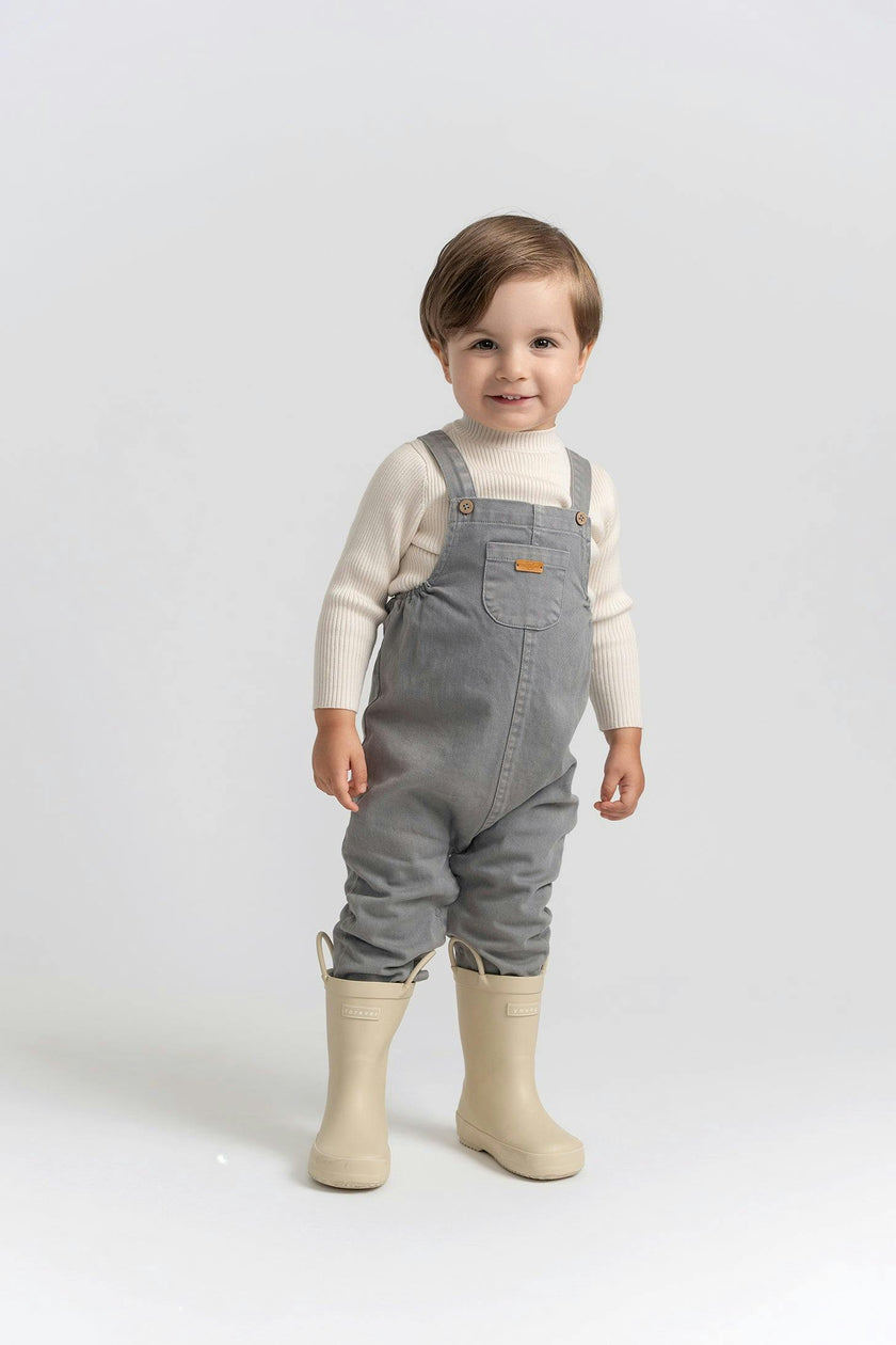 Denim Snap Front Pockets Overalls
