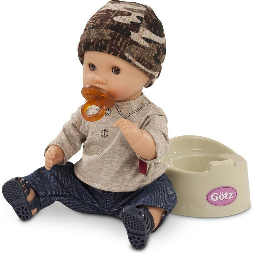 Aquini 13" Drink & Wet Anatomically Correct Boy Bath Baby Doll with Potty