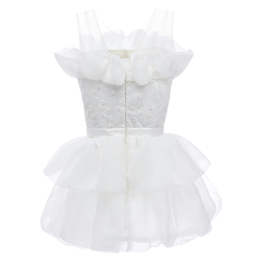 White Isabella Ruffle Dress