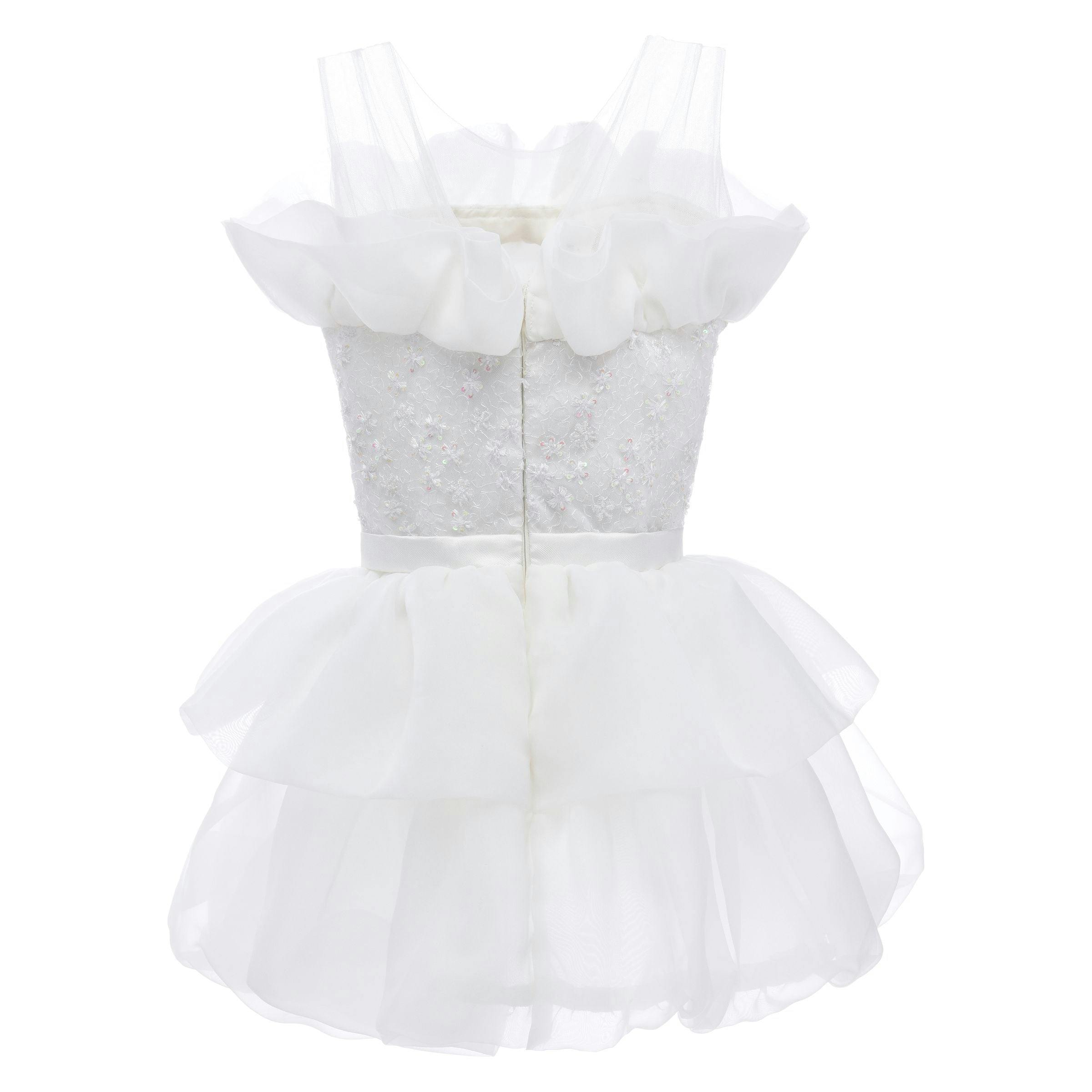 White Isabella Ruffle Dress