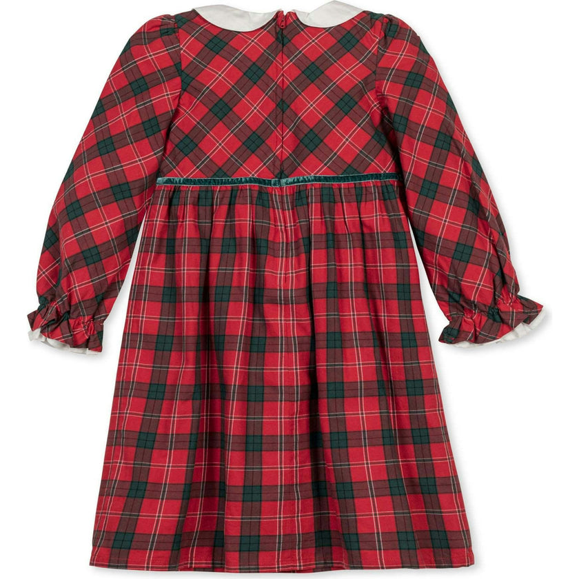 Baby Organic Peter Pan Collar Dress with Ruffle Cuffs, Red