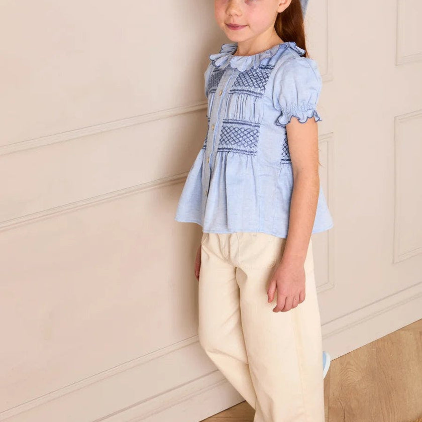 Soft Cotton Wide Leg Trousers in Cream (2-12yrs)