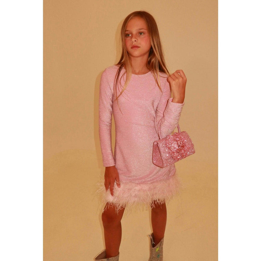 Pink Shimmer Feather Dress