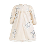 Cream Silver Floral Appliqué Dress