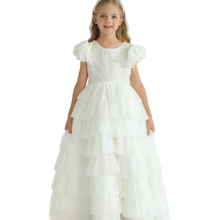 White Layered Tulle Abbyfield Dress