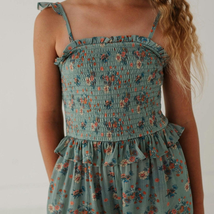 Tank Smocked Jumpsuit Evelyn Vine Floral