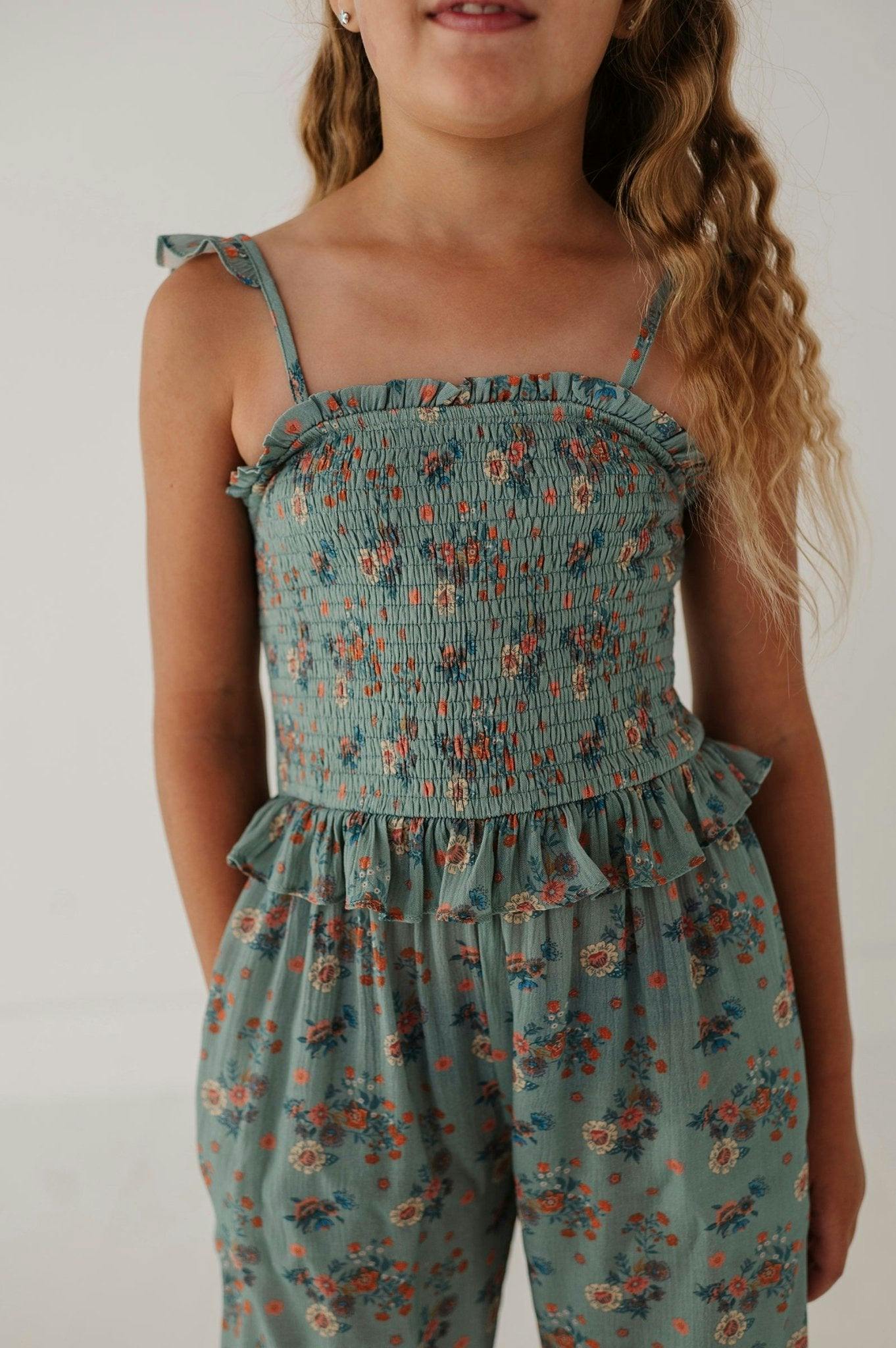 Tank Smocked Jumpsuit Evelyn Vine Floral