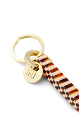 Bar Keychain in Tortoise Checker - Gold