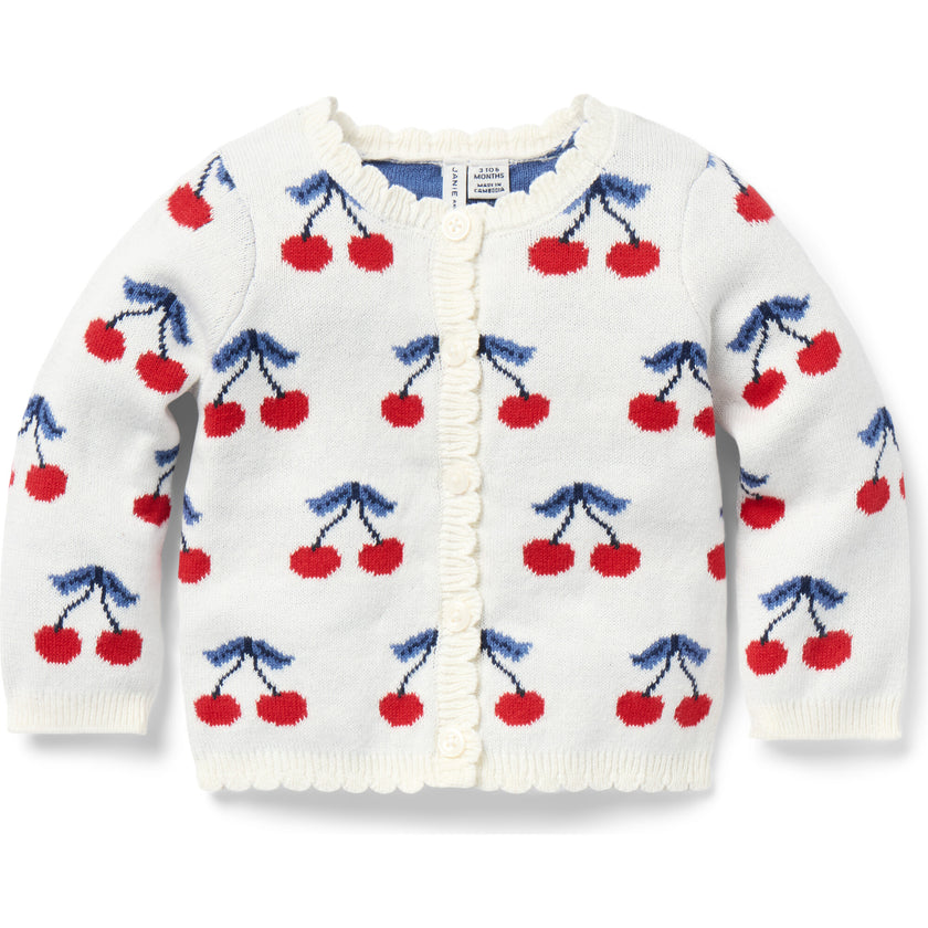 Baby Cherry Cardigan, White