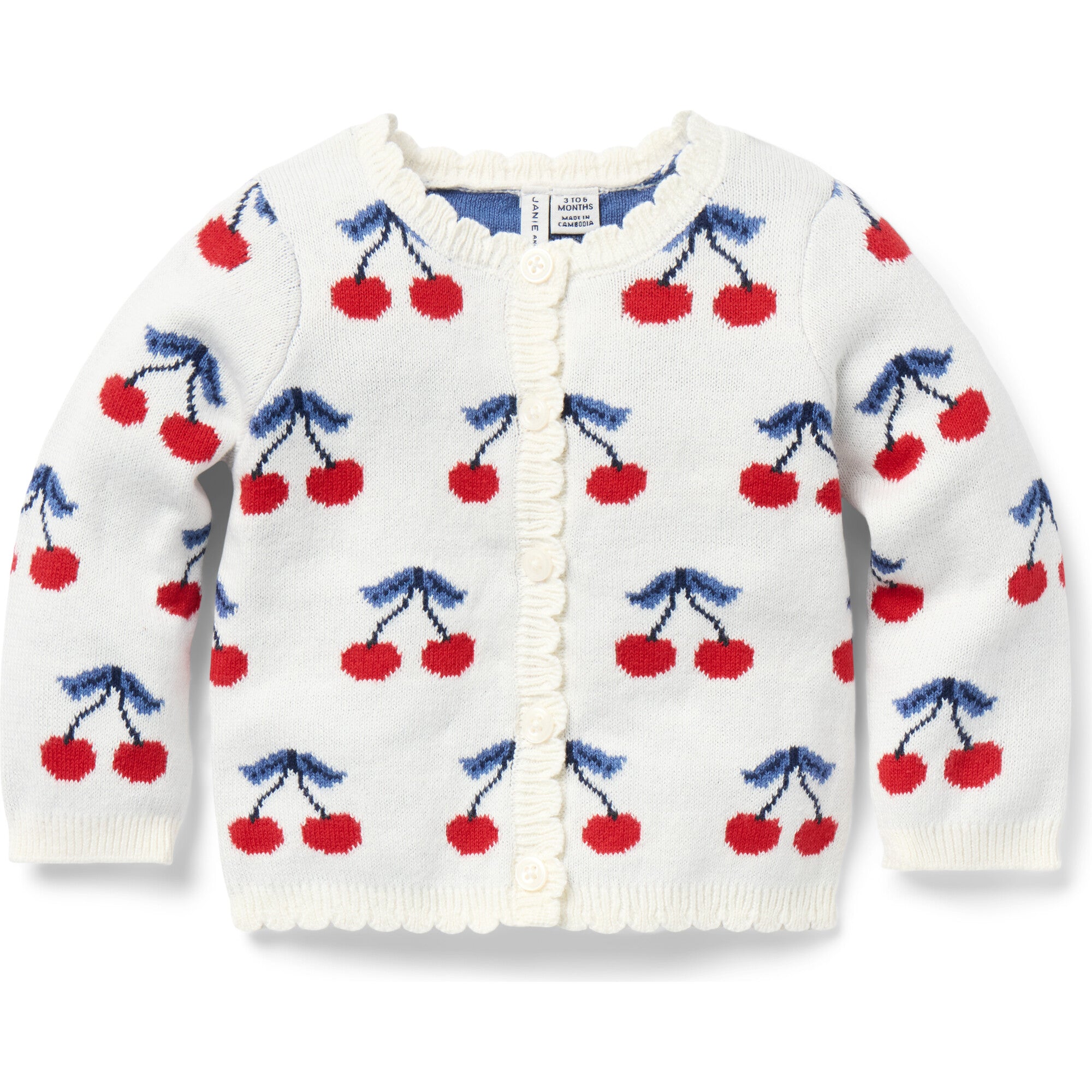 Baby Cherry Cardigan, White