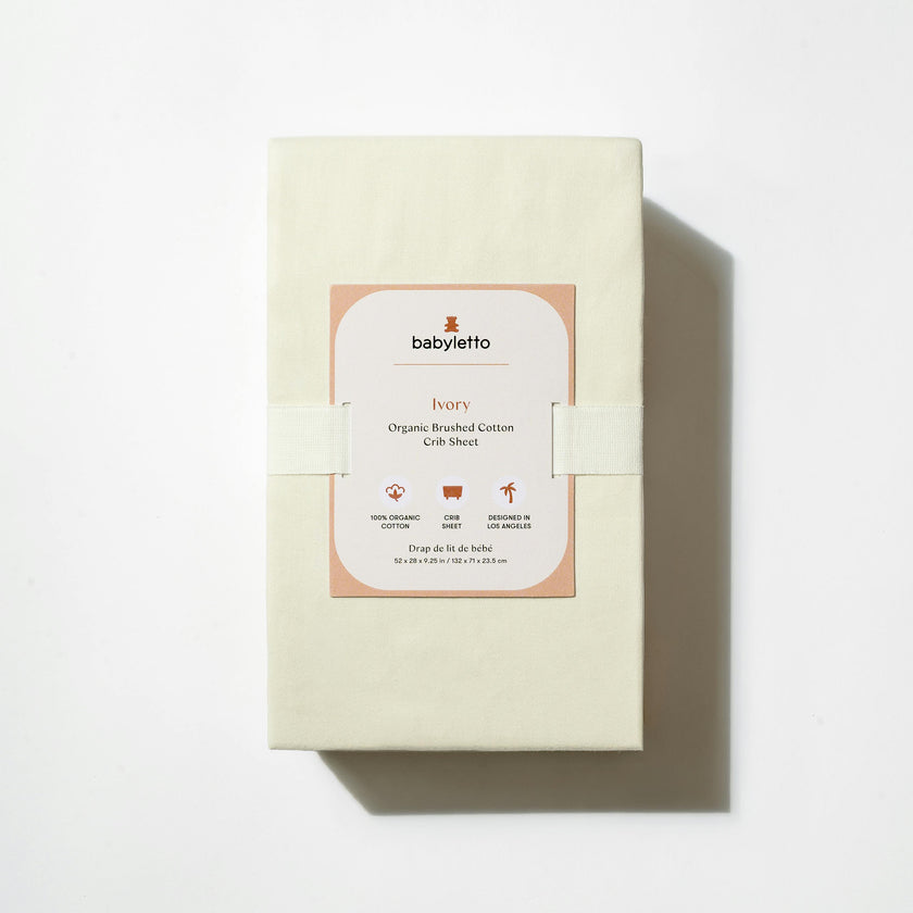 Crib Sheet in GOTS Certified Organic Brushed Cotton in Ivory