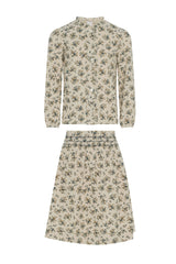 Flower Print Lace Button Front Floral Skirt and Top Two Piece Set