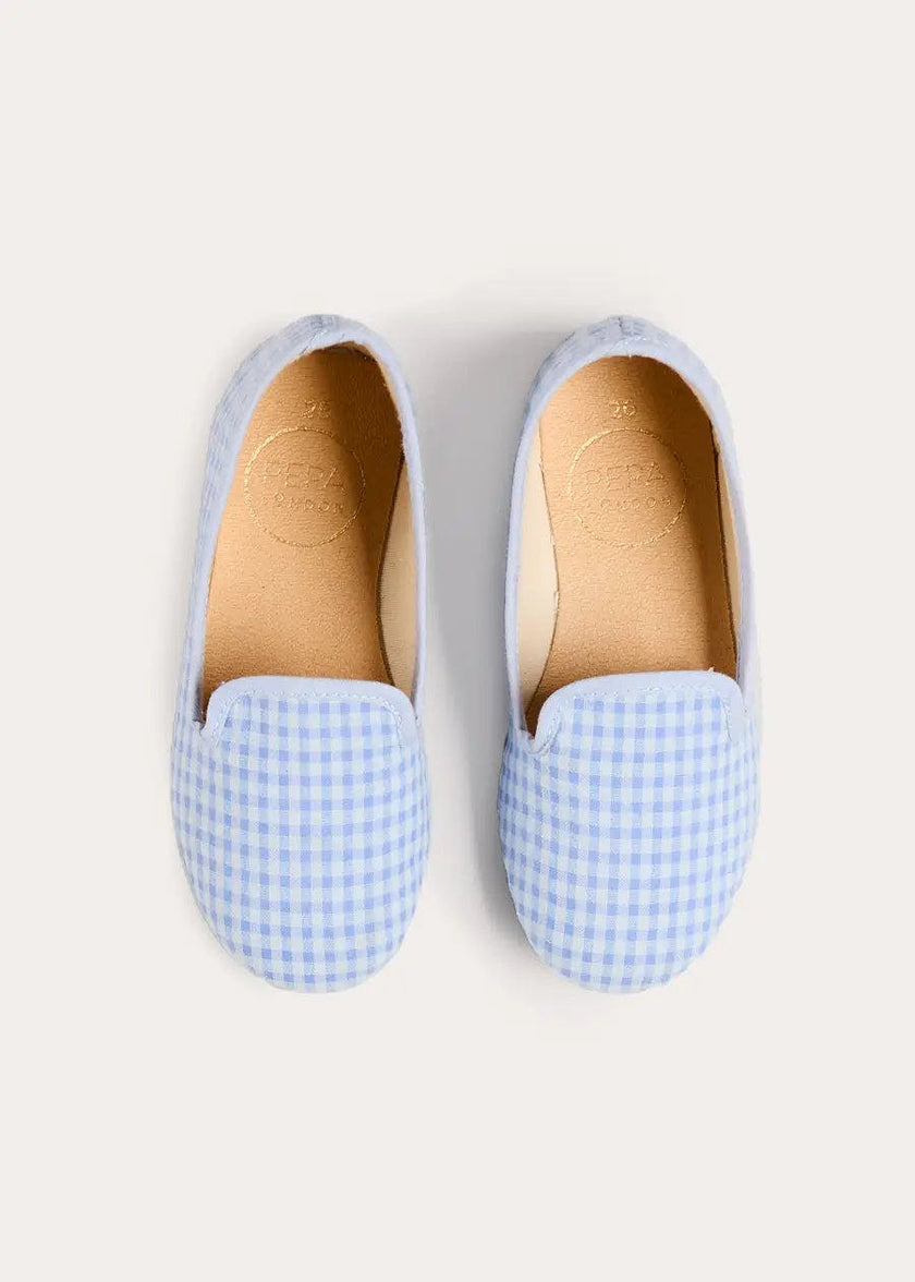 Beauchamp Gingham Slippers in Blue (24-35EU)