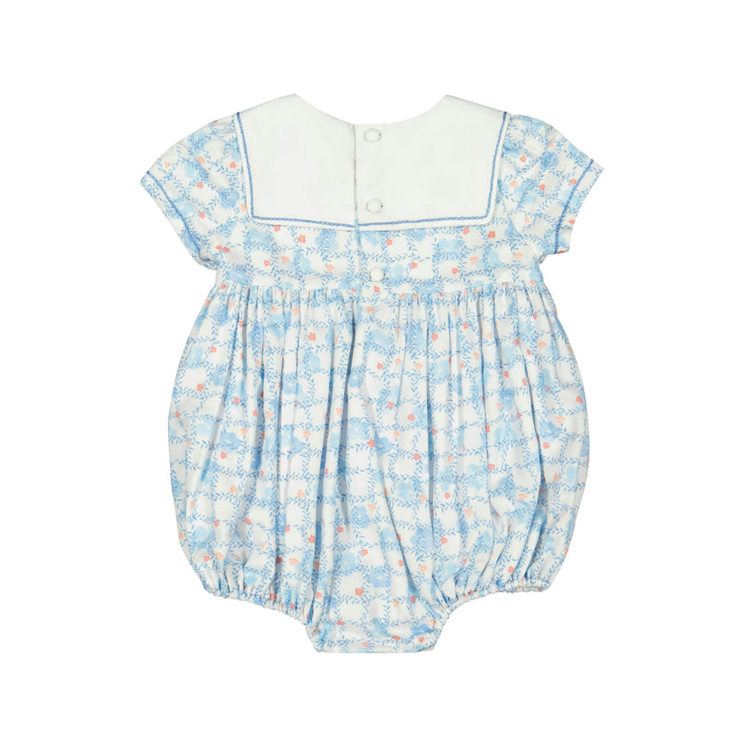 Riviera Blue Floral Smocked Bubble Romper