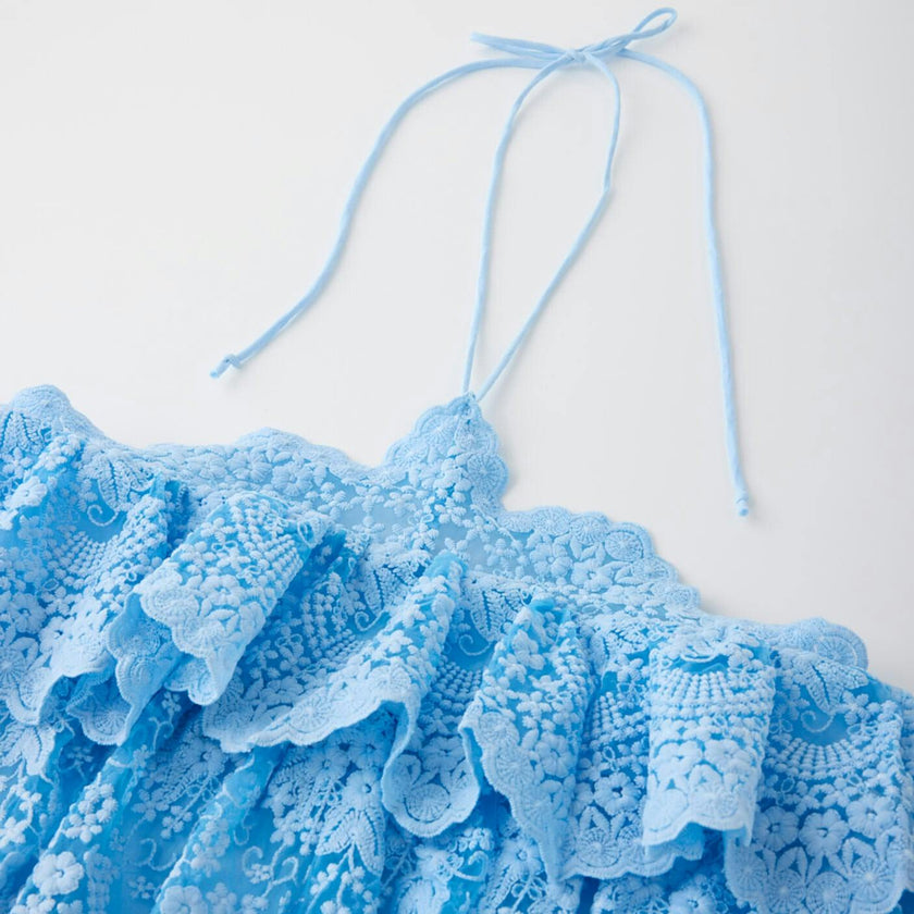 Paloma Lace Frill Mini Dress