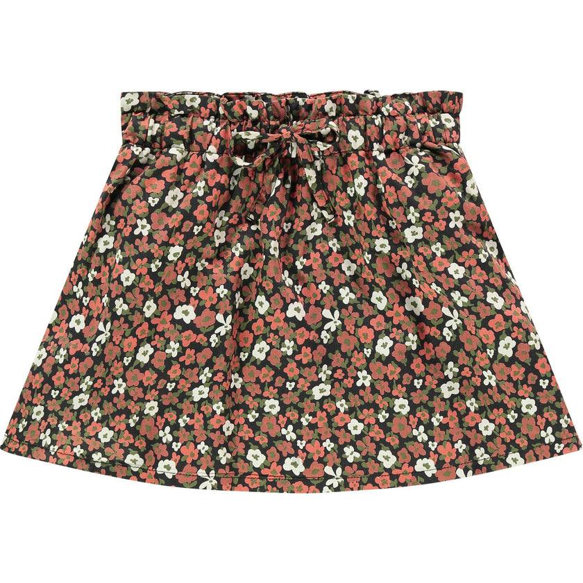 All-Over Floral Print Drawstring Waist Skirt
