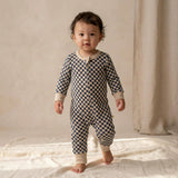 Organic 2-Way Zip Romper - Midnight Check