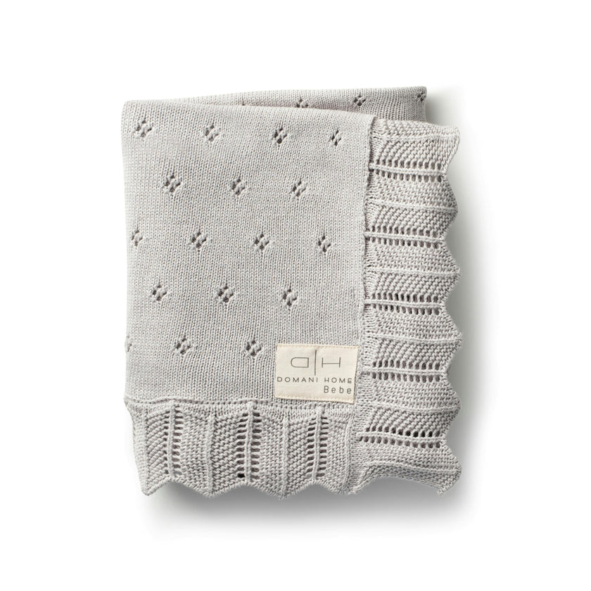 Scalloped Pointelle Blanket - Nimbus Cloud