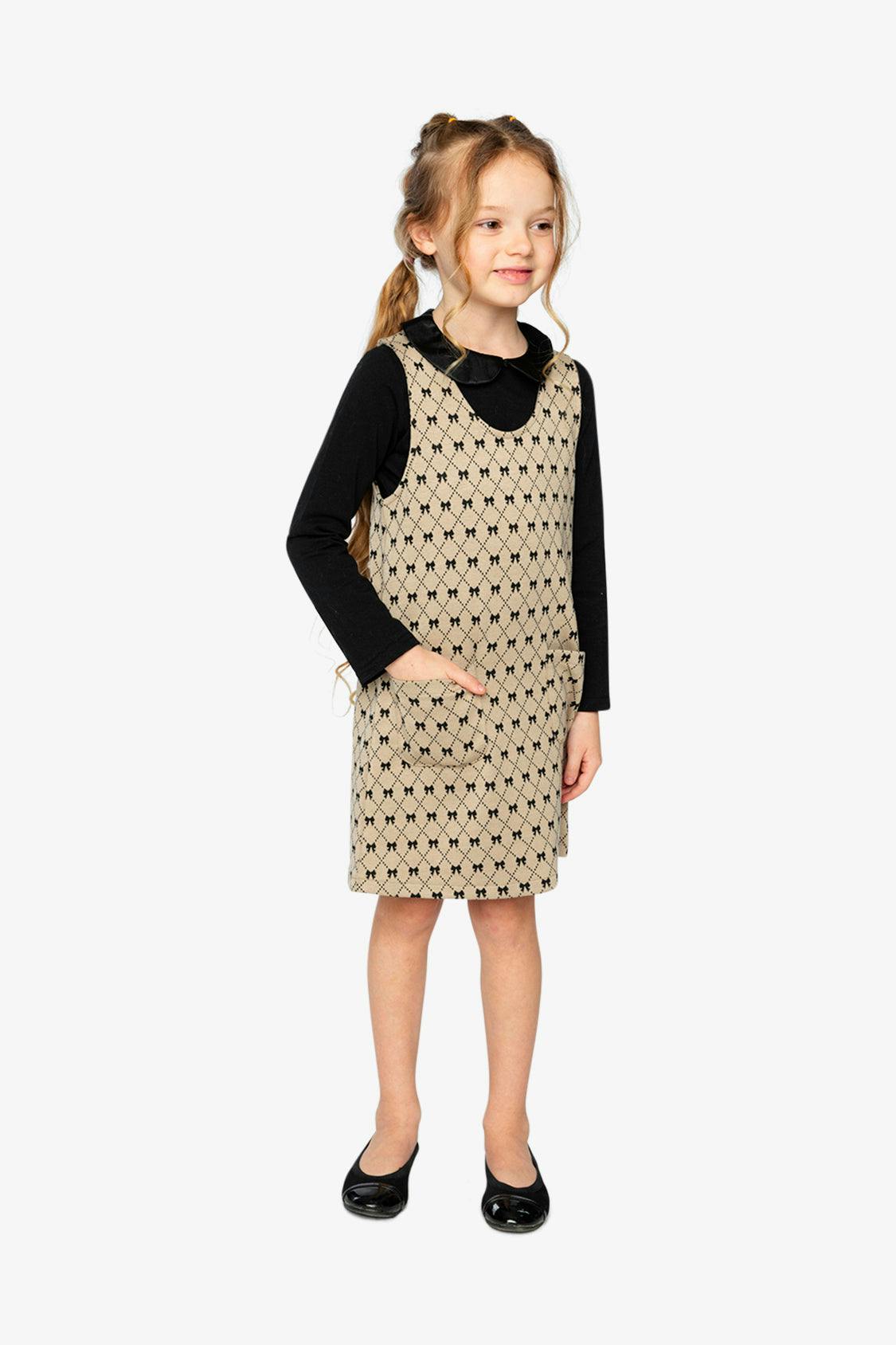 Jumper Beige Bow Tie Print