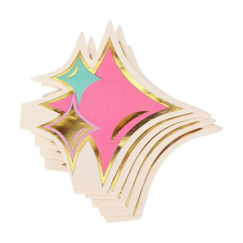 Packed Party Just Sparkle Die-Cut Dessert Napkins 20ct - Gold Foil Sparkle-Shaped 3-Ply Napkins for Birthdays and Celebrations