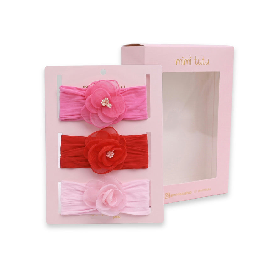 Multicolor Elastic Flower Headband Set