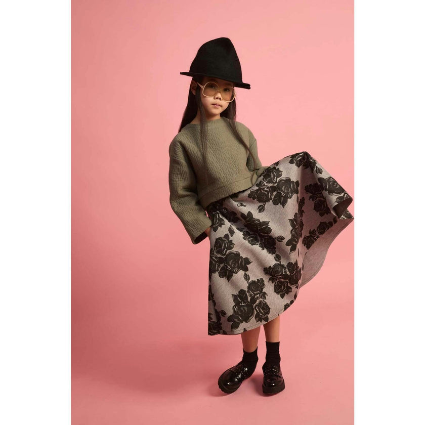 Black Flower Neoprene Skirt