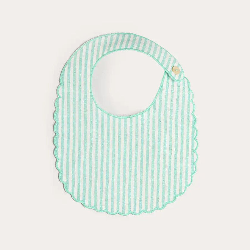 Wimbledon Stripe Scallop Edge Lined Bib
