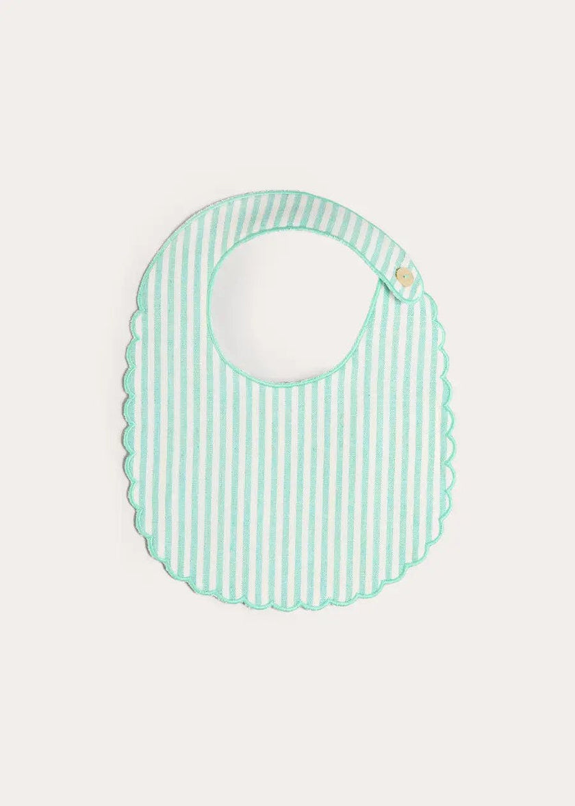 Wimbledon Stripe Scallop Edge Lined Bib