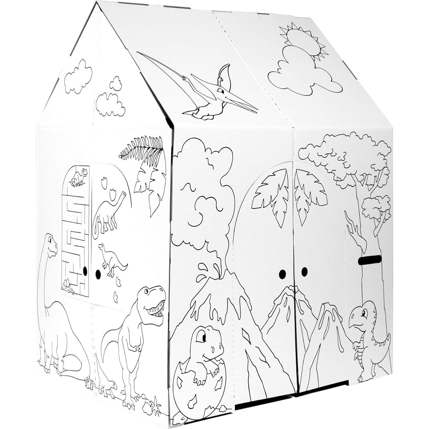 Cardboard Coloring Playhouse House - Kids Art & Craft for Indoor & Outdoor Fun