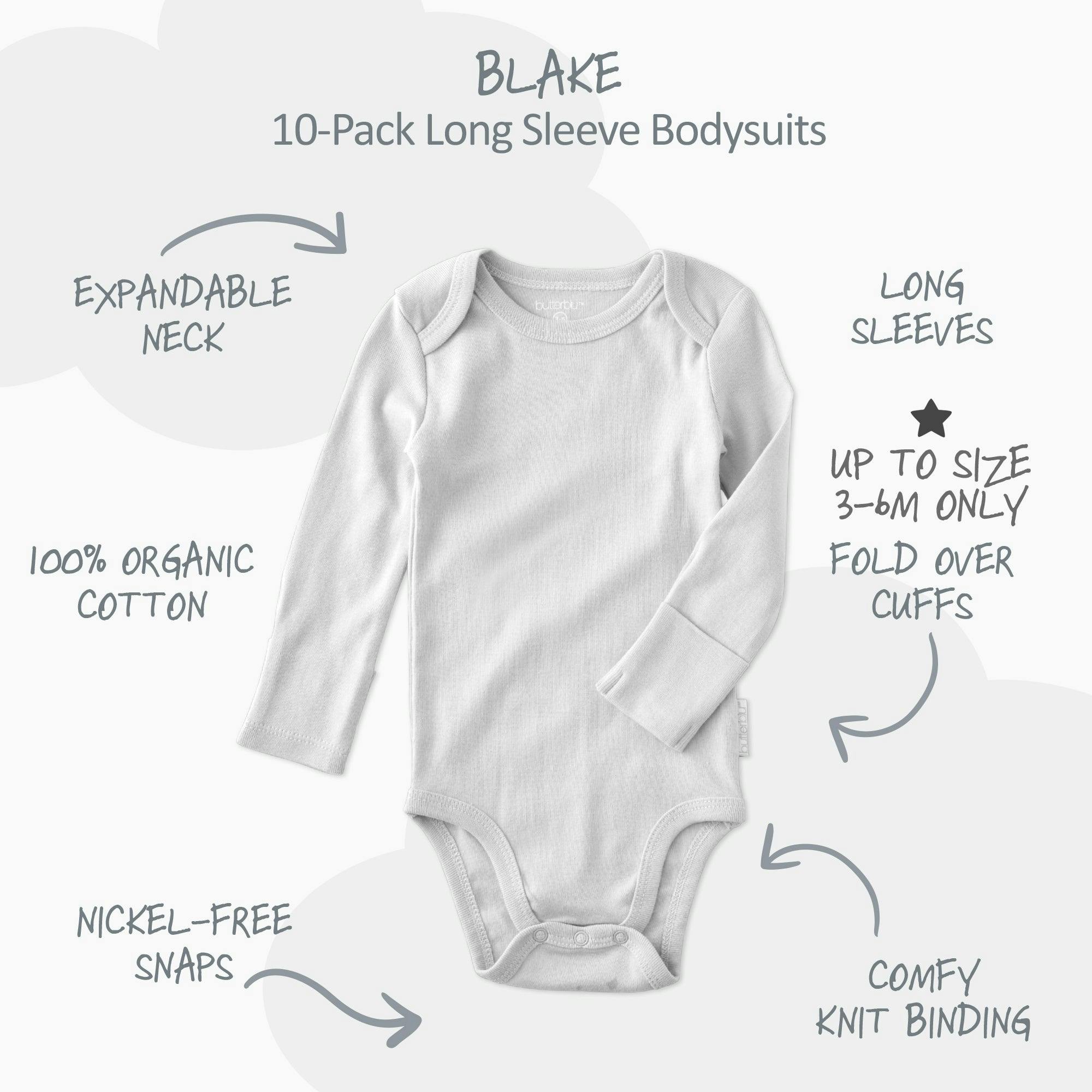 BLAKE 10-Pack Long Sleeve Bodysuit