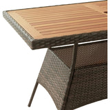 Outdoor 5-Piece Rattan and Acacia Wood Patio Dining Set with Four Chairs