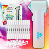 Air Brush Marker Set for Kids Includes 12 Washable Markers 20 Stencils Gift for Ages 5 6 7 8 9 Years Old - Great Arts & Crafts Set