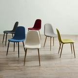 Minimalista Fabric Dining Chair with Wood Grain Metal Legs