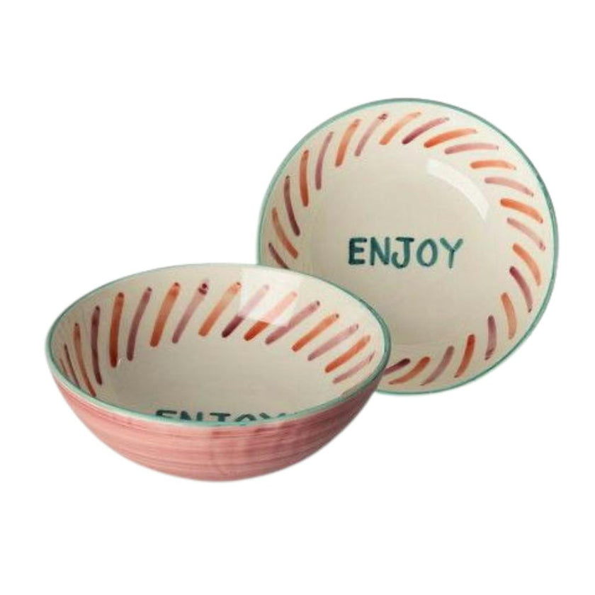Ceramic Salad Bowl with Hand-painted ENJOY - Large - 27.73 oz