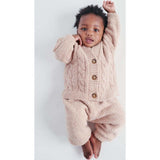 Baby Fuzzy Ribbed V-Neck Cardigan