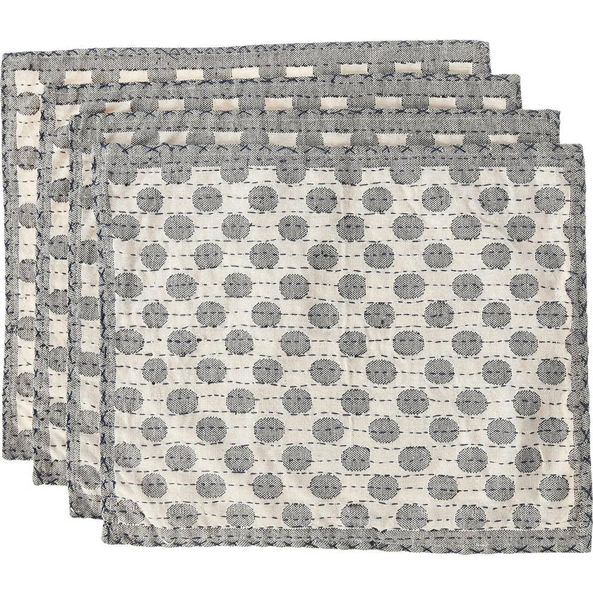 Artisan Hand Loomed Placemat - Navy Dots - 14" x 19"- Set of 4