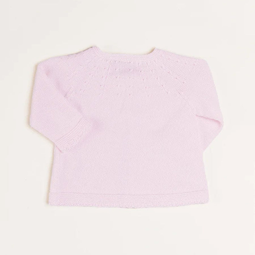 Openwork Detail Baby Cardigan in Baby Pink (1-9mths)