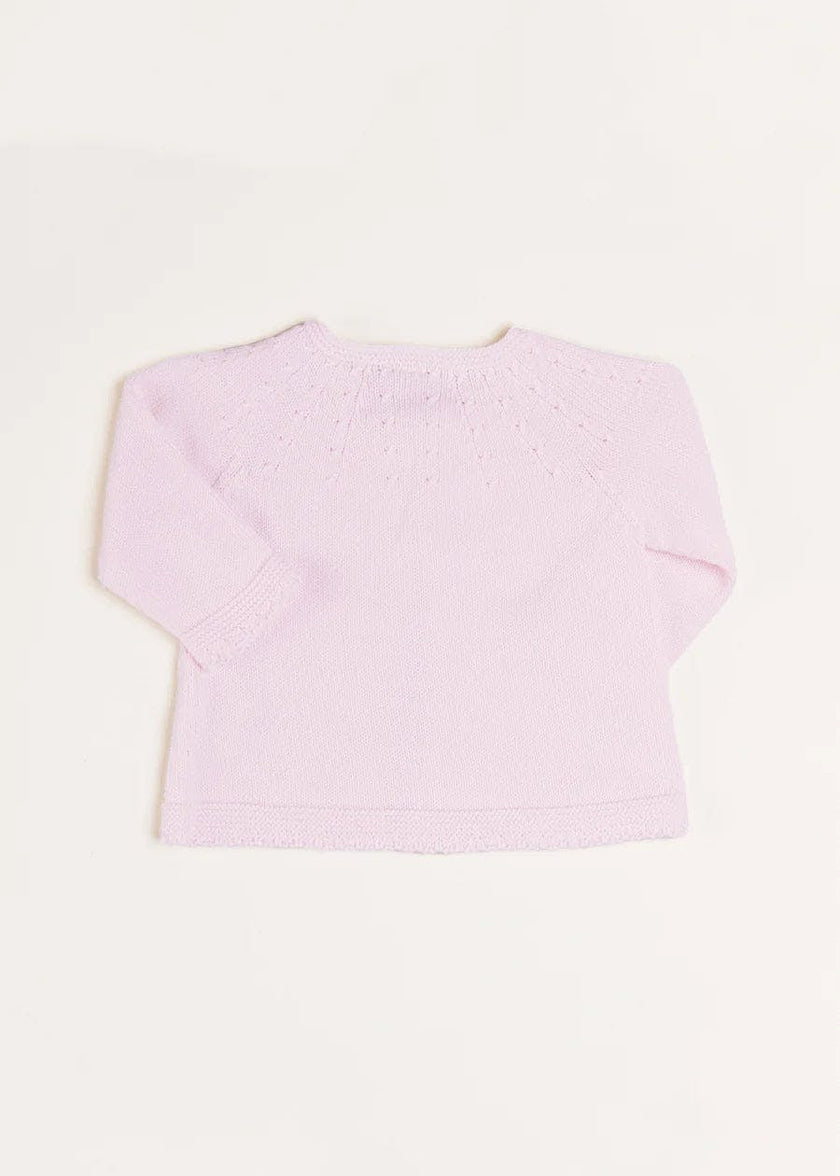 Openwork Detail Baby Cardigan in Baby Pink (1-9mths)