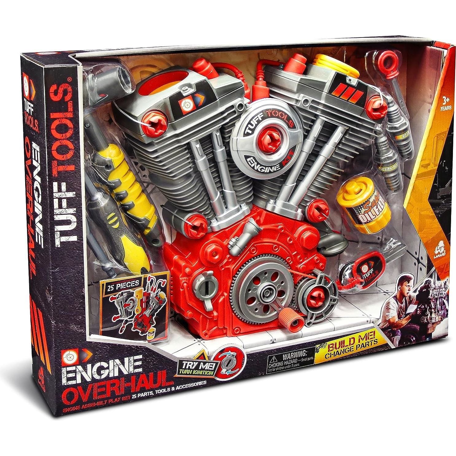 Tuff Tools: Engine Overhaul Pretend Play Toy - 25 Piece Playset w/ Lights & Sounds