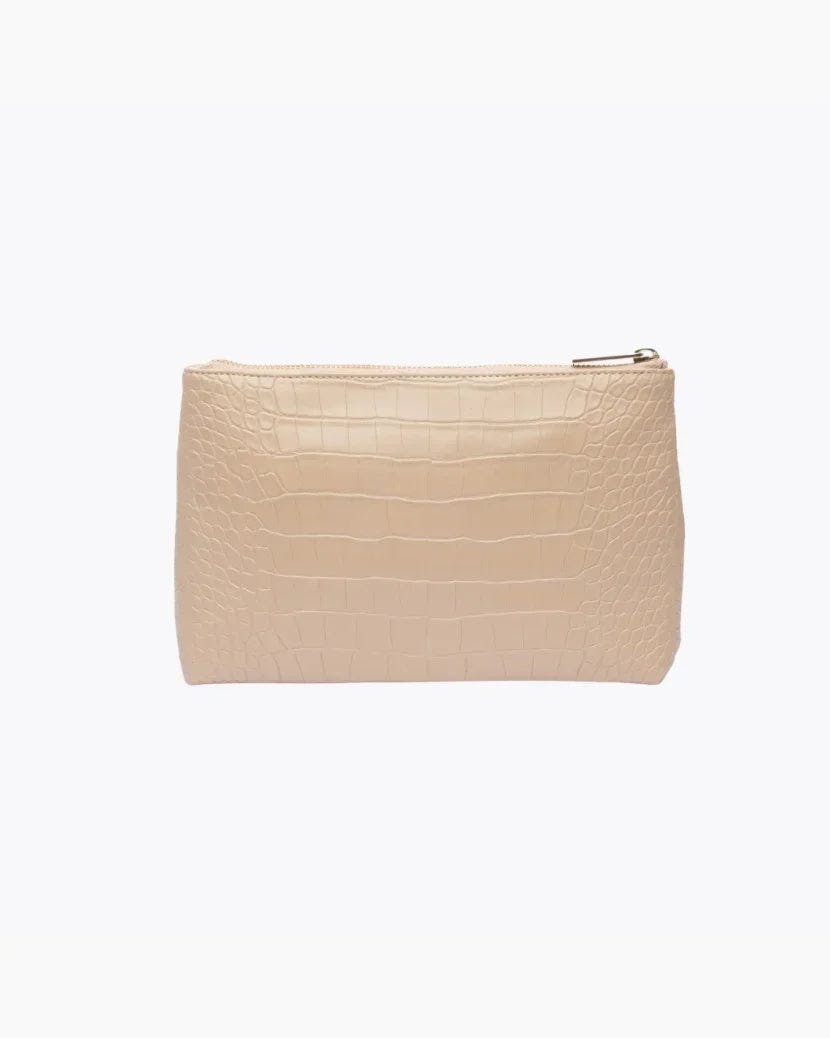 Insulated Small Snack Pouch, Cream Croc