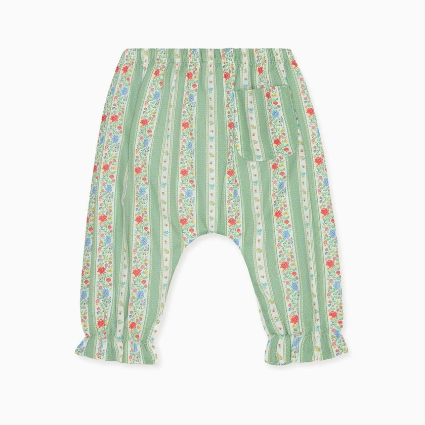 Sage Floral Stripe Forna Baby Girl Trousers