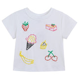 White Tee with Food Motifs