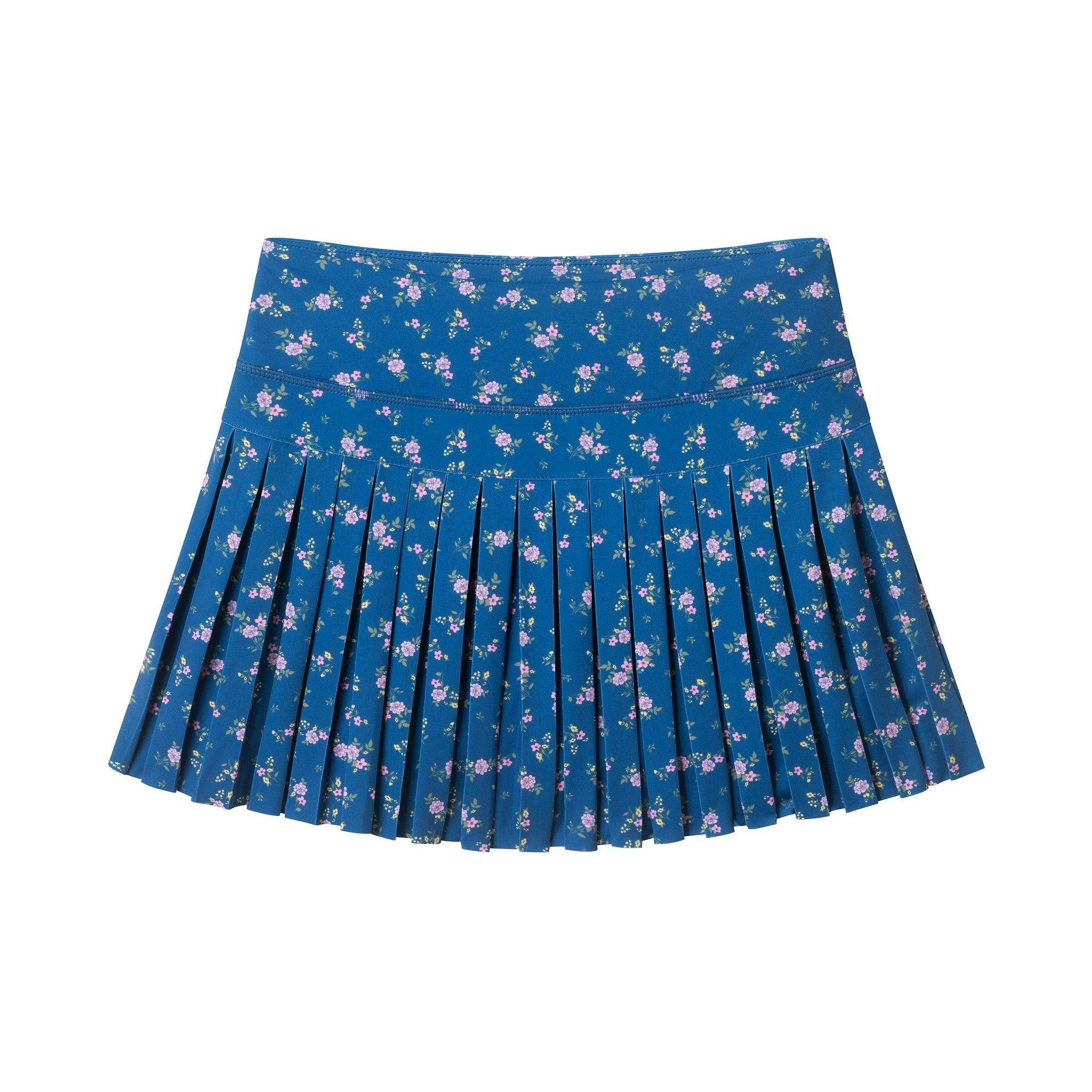 Tween Girls Pleated Athletic Skort | Navy Floral