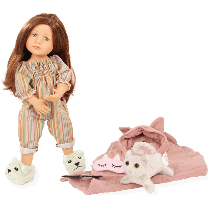 Gotz Little Kidz “Grete PJ Party” 14" Multi‑Jointed Standing Doll with Sleeping Bag